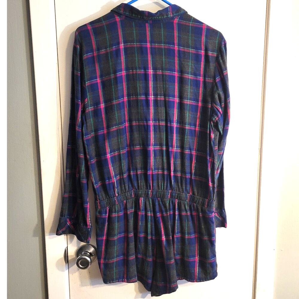Victorias Secret Plaid Romper Sleepwear Cozycore Loungewear Fall Medium - Picture 5 of 15